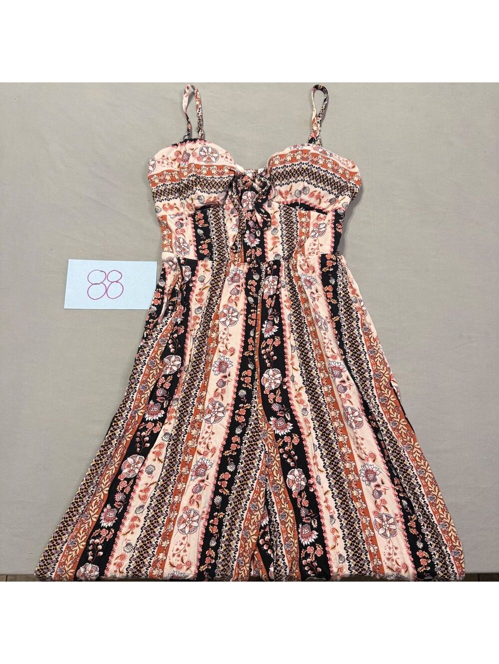Lily Rose Floral Pattern Striped Jumpsuit Juniors Size XS